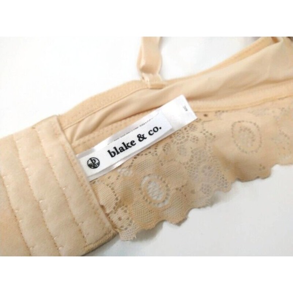 Blake & Co. WM 40C Bra Beige Back Eye Hook Closure Lace Bottom Adjustable Strap - Picture 3 of 5